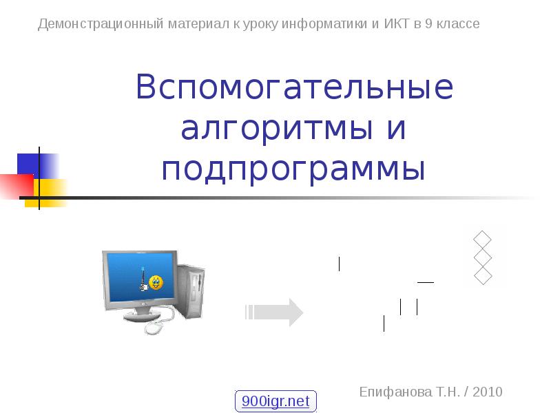 Вспомогательный алгоритм презентация