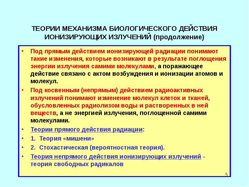 Реферат: Теория непрямого действия ионизирующих излучений