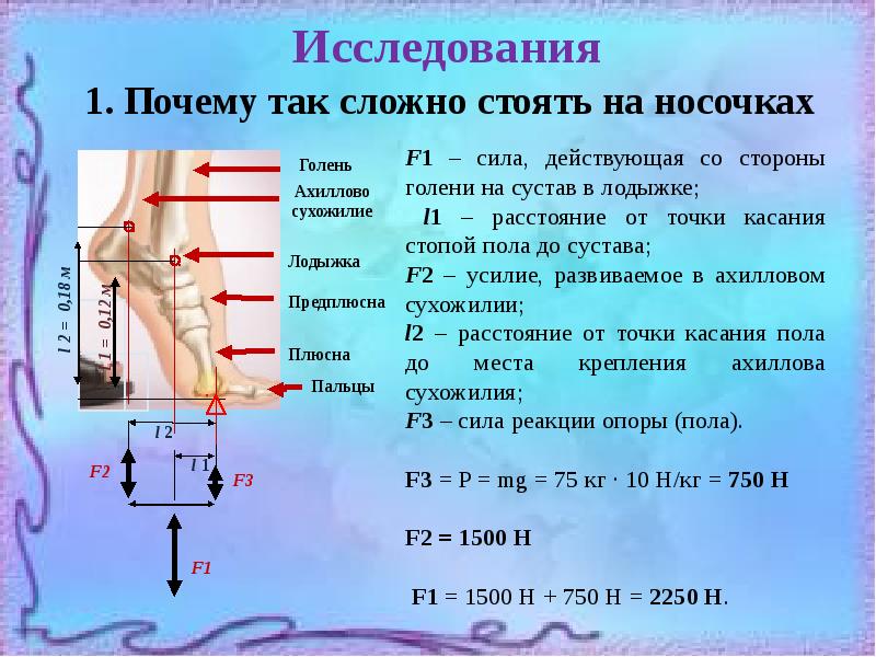 Вред высоких каблуков с точки зрения физики презентация