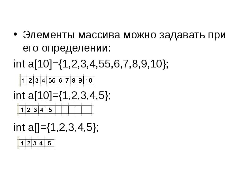 Указать тип элементов массива. Указать тип элементов массива