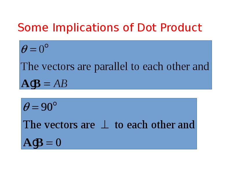 Some Implications of Dot Product