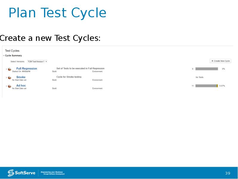 Plan Test Cycle Plan Test Cycle
