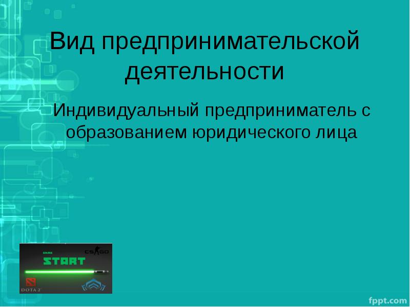 Вид предпринимательской деятельности Индивидуальный предприниматель с образованием юридического лица