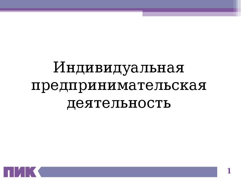 Индивидуальная предпринимательская деятельность