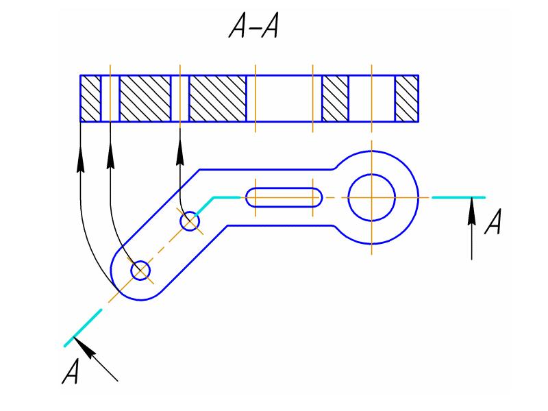 Сложное сечение на чертеже