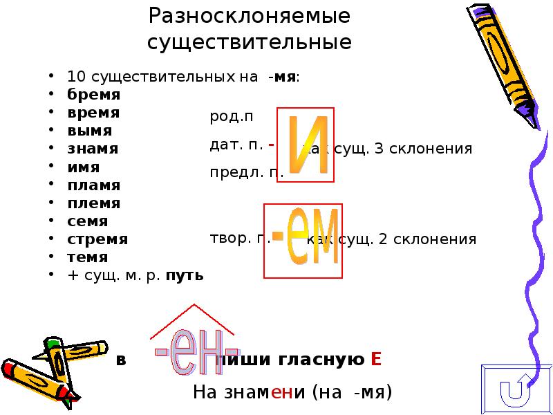 Разносклоняемые существительные рисунок