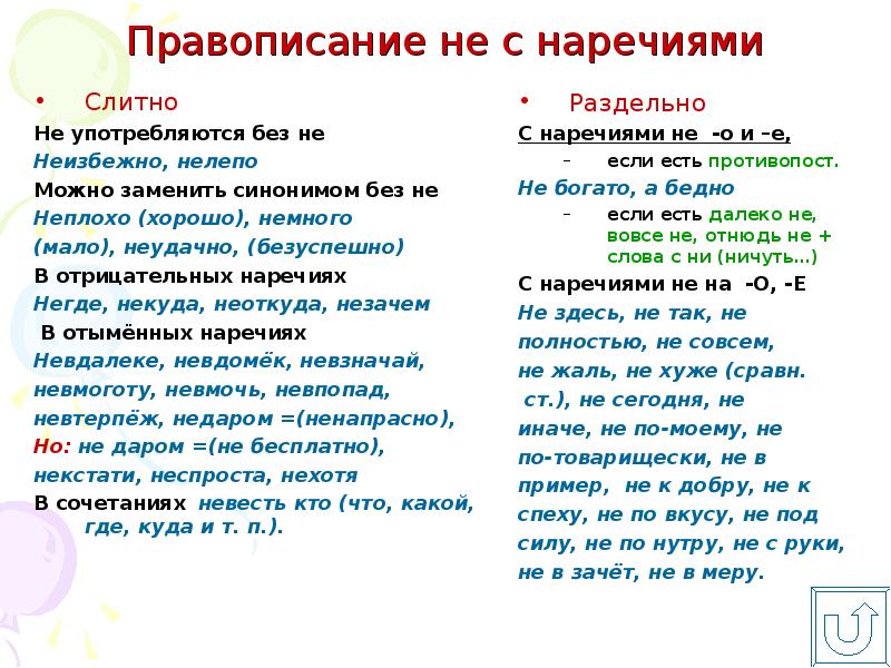 Сочетание почему е. Написание наречий слитно или раздельно с не. Правило написания не с наречиями. Правописание не с наречиями правило. Наречие Слитное и раздельное написание не с наречиями.