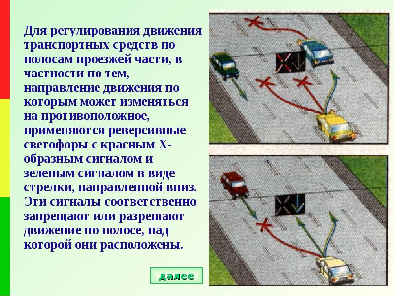 Сигналы реверсивного светофора в картинках с пояснениями