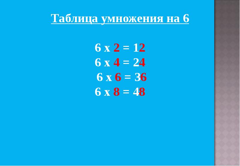 Таблица умножения и деления на 6 презентация 3 класс школа россии