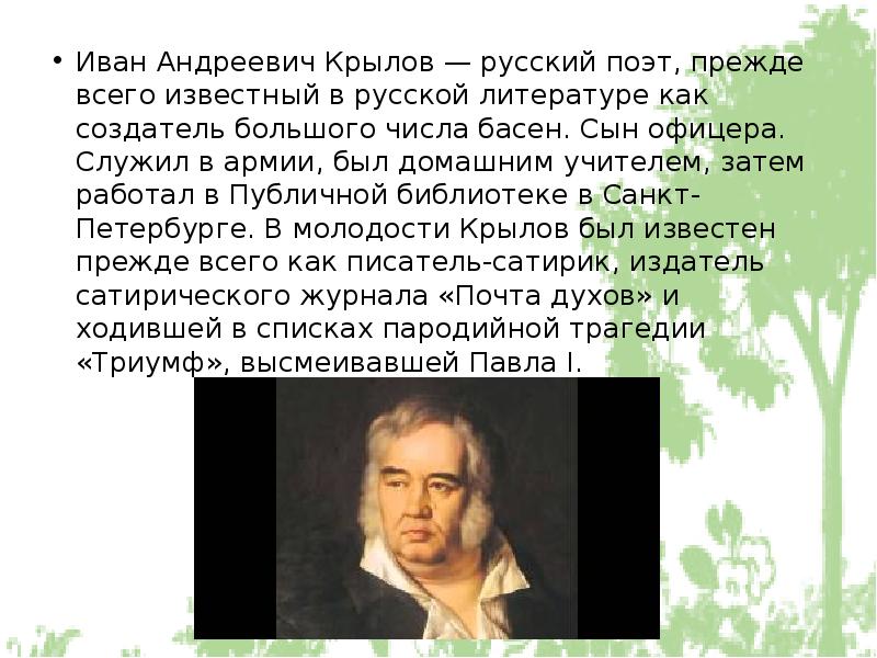 Крылов биография и творчество 3 класс школа россии презентация