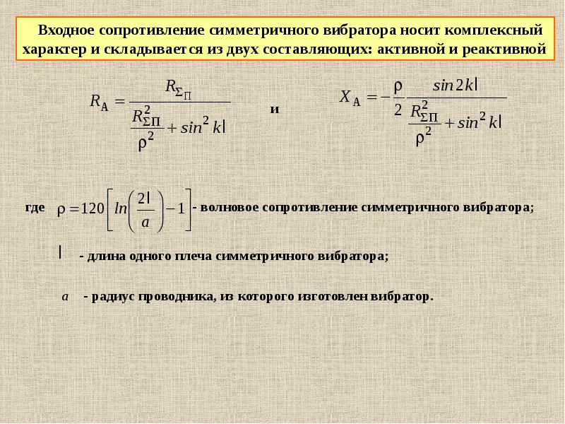 Действующая длина. Волновое сопротивление антенны формула. Входной импеданс антенны формула. Сопротивление излучения антенны формула. Волновое сопротивление вибраторной антенны.