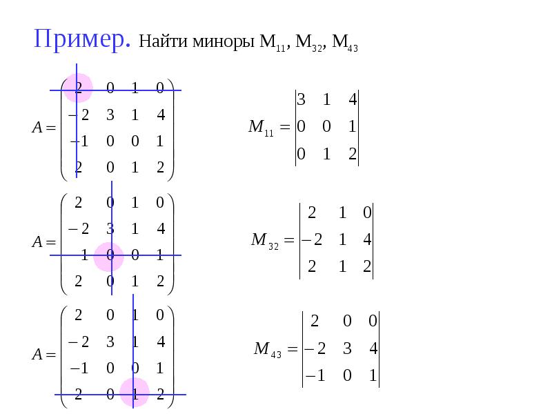 Минор матрицы алгебраическое дополнение