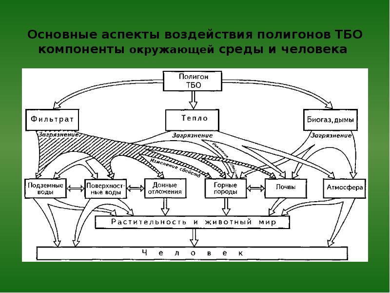 Аспект влияния. Воздействие полигона ТБО на окружающую среду. Влияние полигонов ТБО на окружающую среду. Основные компоненты окружающей среды. Основные элементы полигон ТБО.