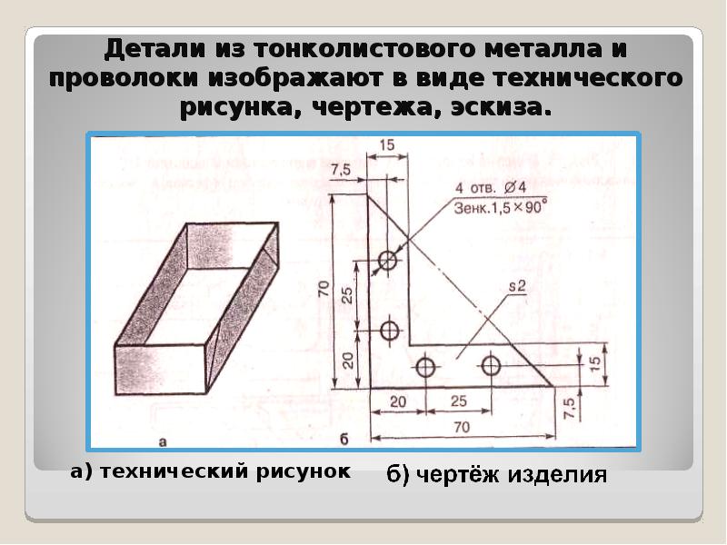 Чертеж коробки из металла