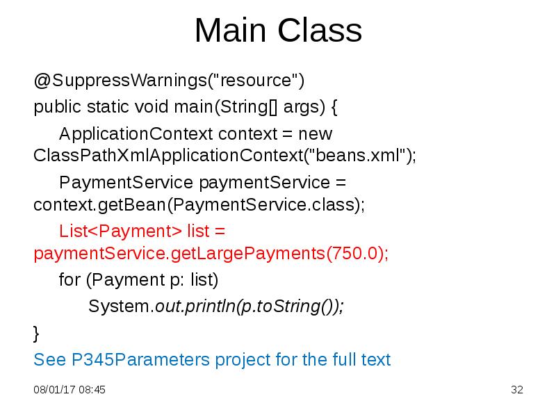 Main Class @SuppressWarnings("resource") public static void main(String[] args) {  