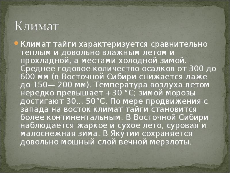 Какой климат в тайге название. Климат тайги. Особенности климата тайги. Климатические условия зоны тайги. Климатические особенности тайги.