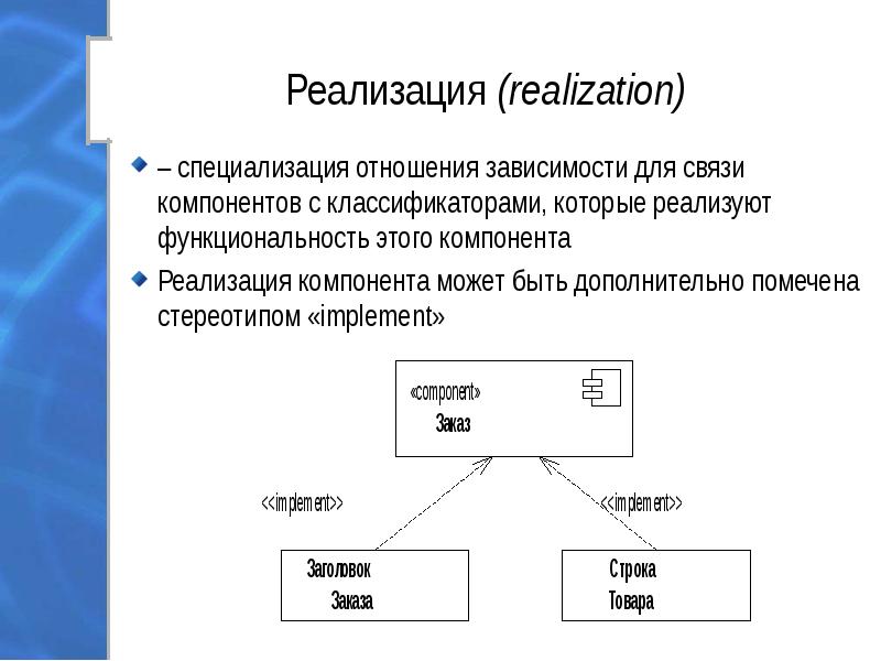 Связь реализация. Диаграмма компонентов стереотипы. Отношение зависимости диаграмма компонентов. В языке uml для компонентов определены стереотипы. Какие стереотипы определены в языке uml для компонентов?.