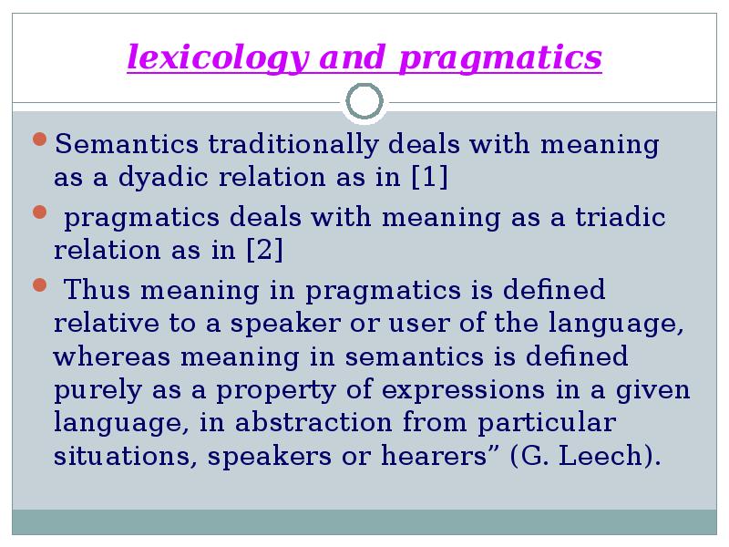 Lecture 1 The Subject-matter Of The Contrastive Lexicology Of English ...