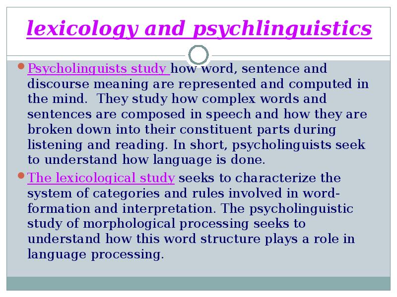 Lecture 1 The Subject-matter Of The Contrastive Lexicology Of English ...