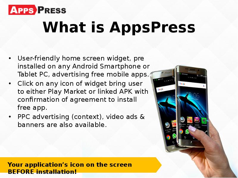 What is AppsPress User-friendly home screen widget, pre installed on any