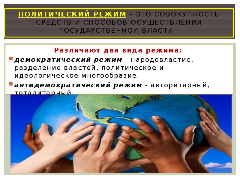 Суть политического и идеологического многообразия. Ответственность. Свобода и ответственность. Совокупность средств и методов осуществления государственной власти. Политический режим это совокупность средств.