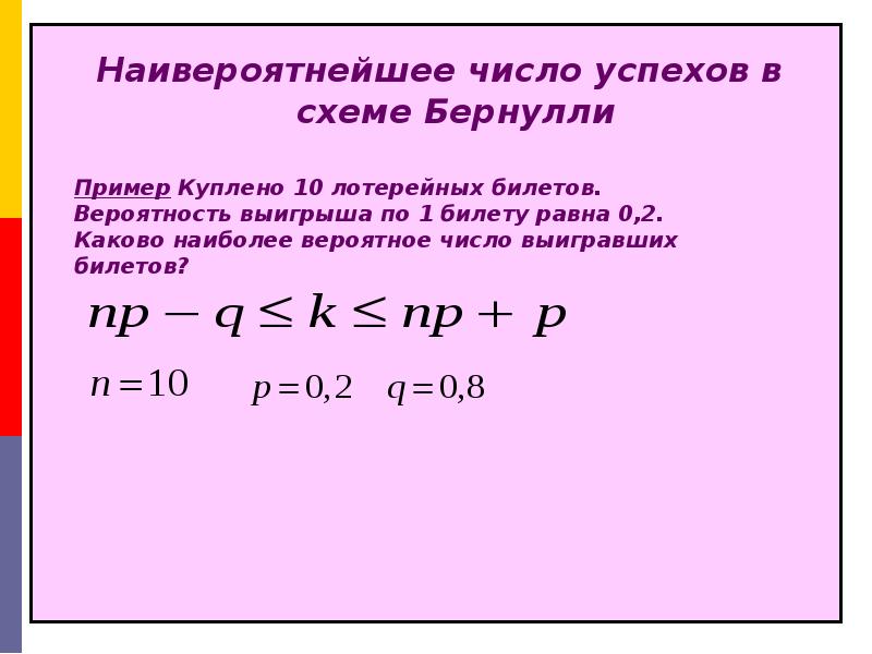 Наивероятнейшее число успехов в схеме бернулли