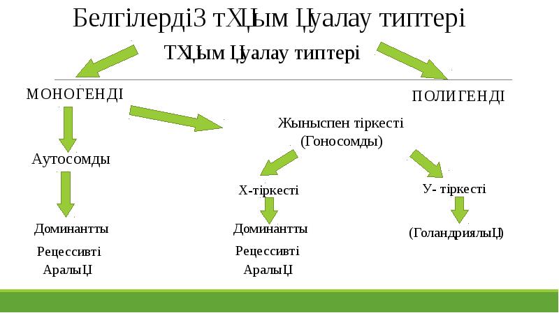 Белгілердің тұқым қуалау типтері Тұқым қуалау типтері
