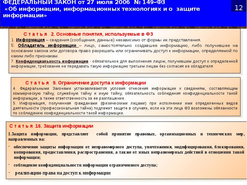 149 фз от 27.07 2006 об информации