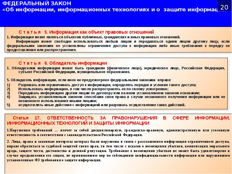 Фз об информации информационных