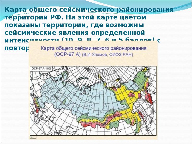 Карта сейсмического районирования россии