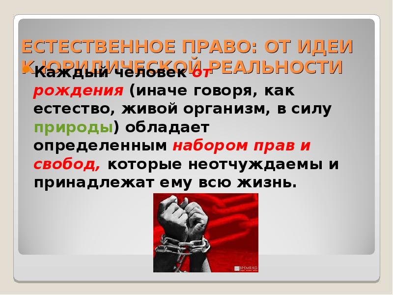 К естественным правам относится право на жизнь