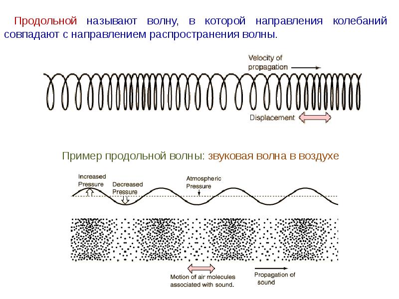 Примером продольной волны является звуковая