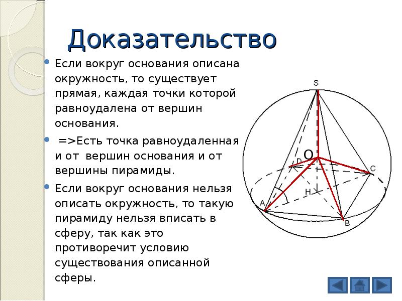 Точка основания. Точка равноудалена от вершин. Центр описанной окружности равноудален. Вершина пирамиды равноудалена от вершин основания. Вершина пирамиды равноудалена от сторон основания.