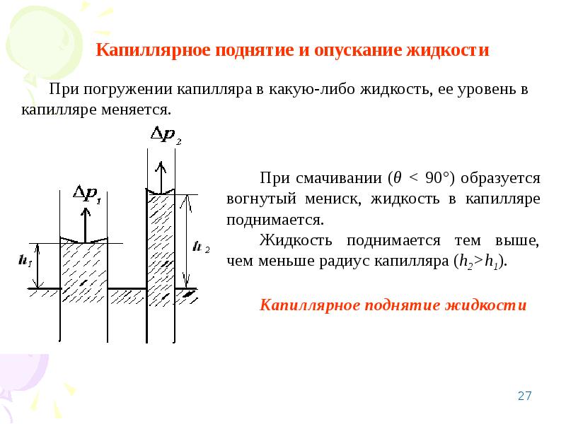 Капиллярные явления свойства