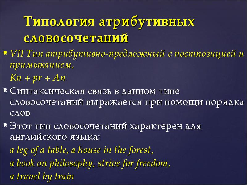 Какой признак является атрибутивным. Атрибутивный оборот в русском языке. Характерный словосочетание. Постпозиция в русском языке.