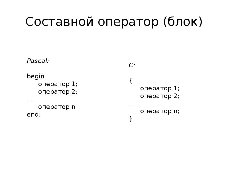 Презентация составной оператор