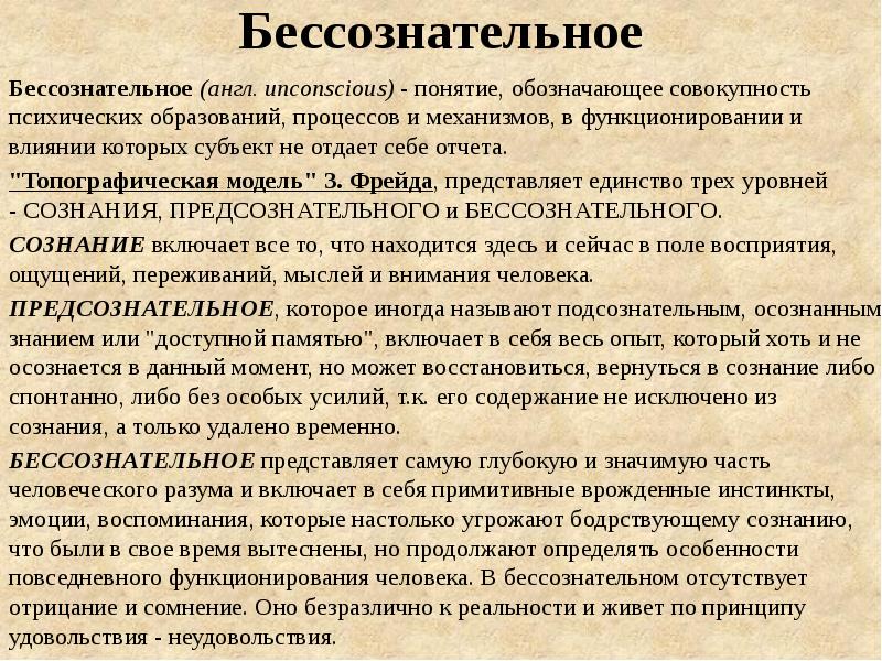 Проблема бессознательного в психологии презентация