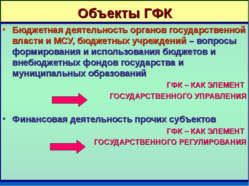 Бюджетная деятельность. Объекты ГФК. Объекты гос фин контроля. Субъекты ГФК. Бюджетная деятельность государства.