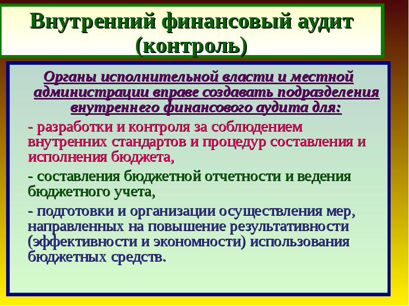 Органы внутреннего финансового контроля полномочия