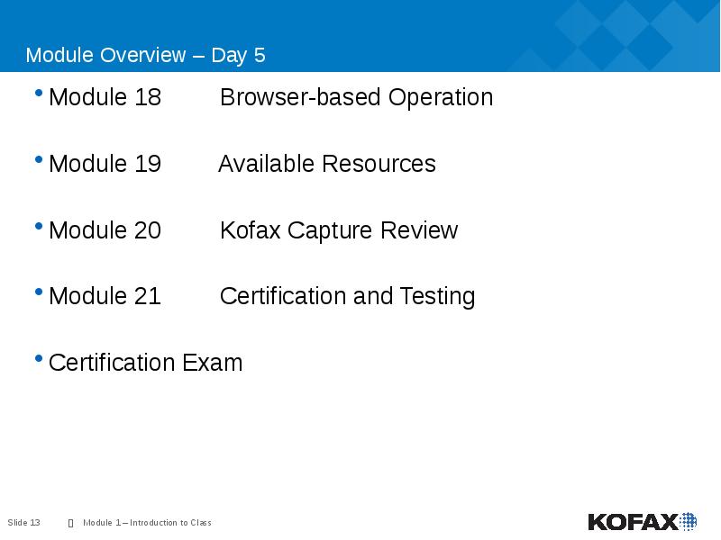 Module 1. Introduction to Class