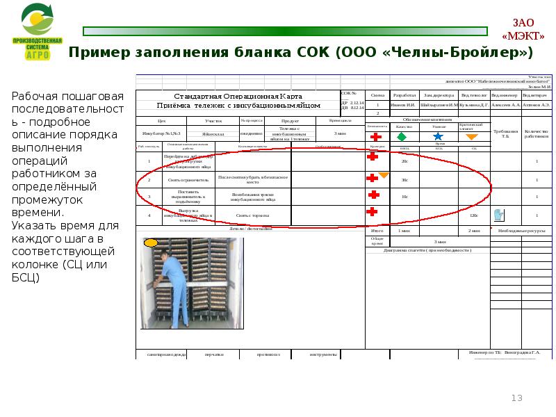 Стандартная операционная карта пример