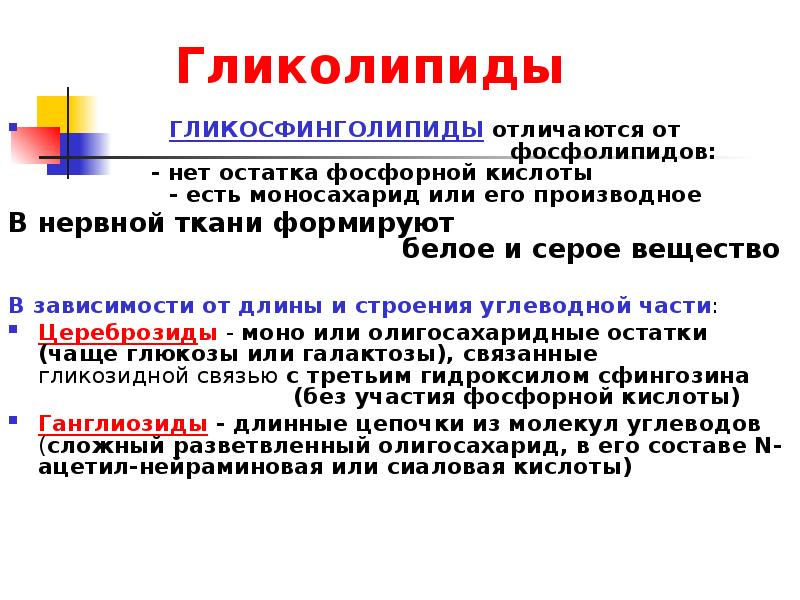 Гликолипиды функции. Гликолипиды функции