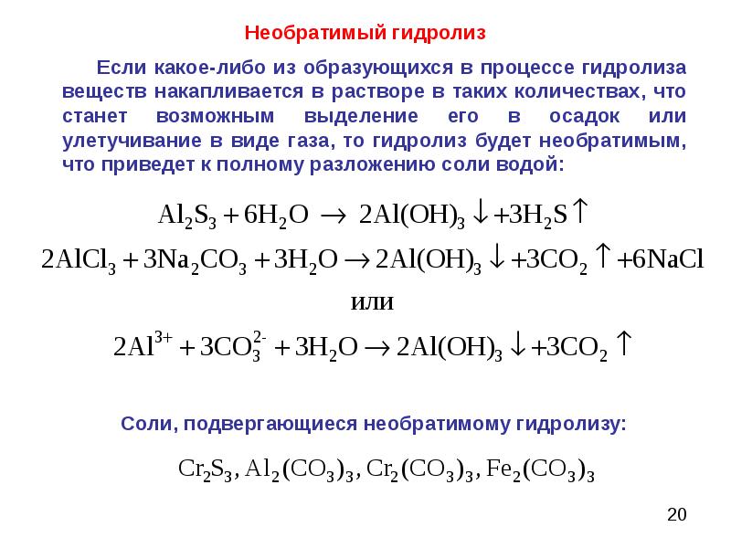 Общая схема гидролиза