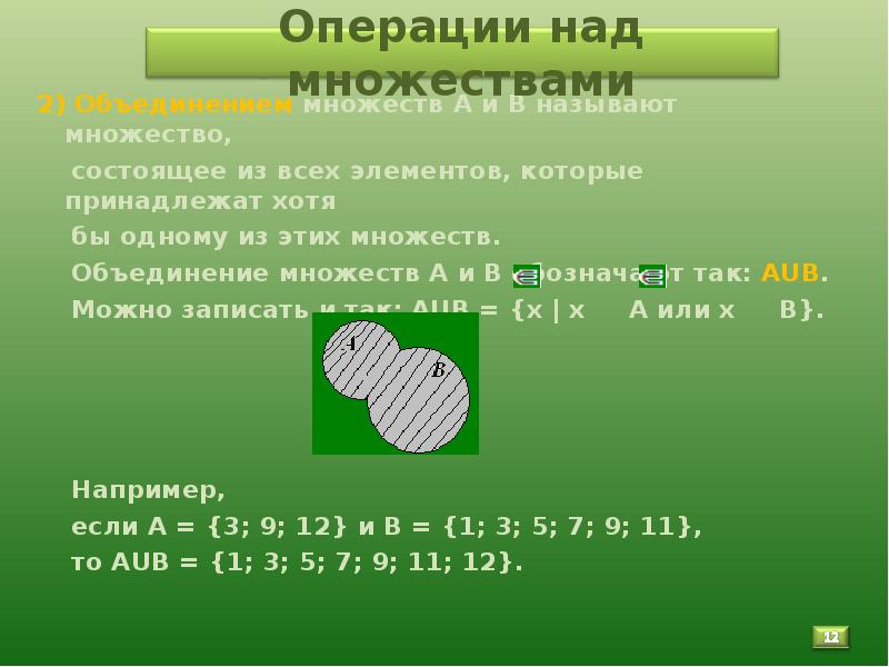 Операции над множествами 7 класс презентация