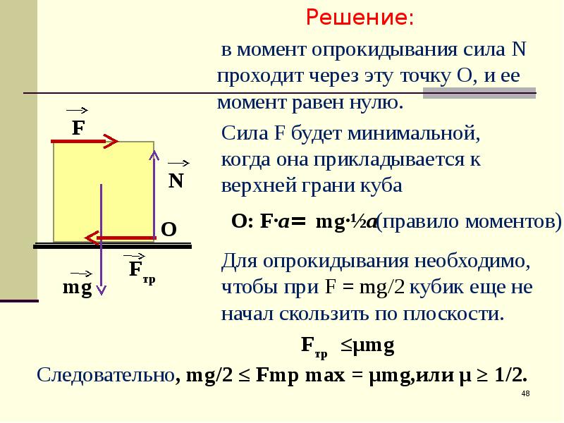 Равновесие тела на нити