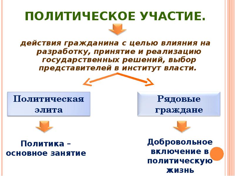 Формы участия личности в политической жизни проект