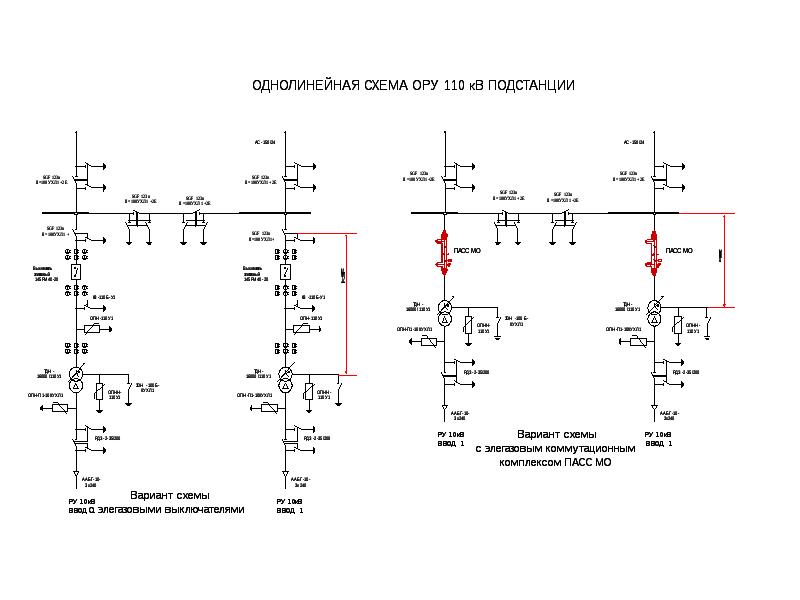 Однолинейная схема тяговой подстанции