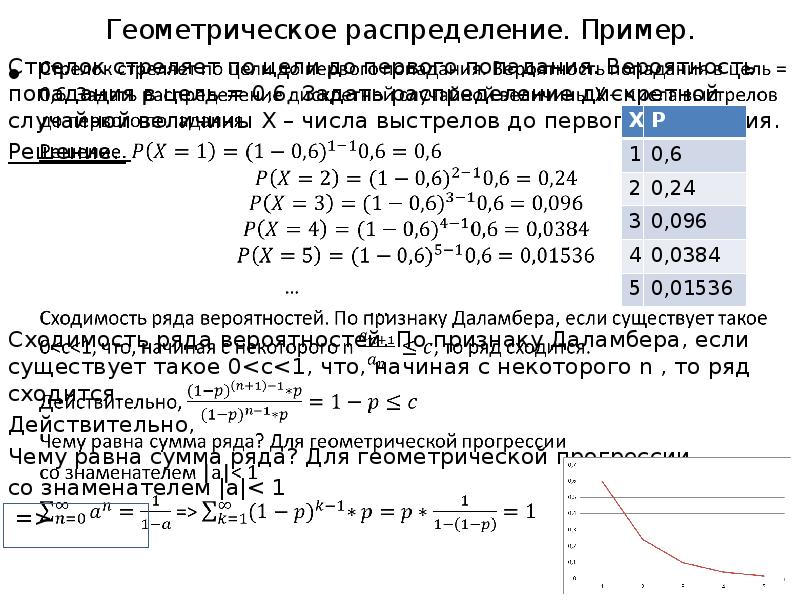 Геометрическое распределение презентация