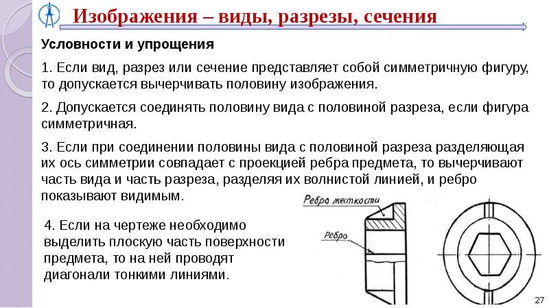 Как выделяются плоские поверхности на чертеже