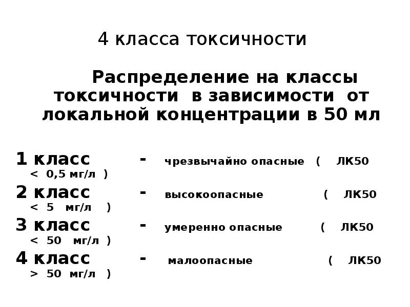 Классификация токсичности